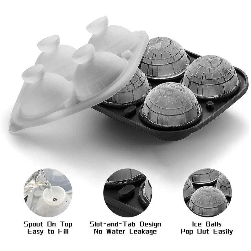 ABFS Ice Cube Molds Silicone 2.2" 3D Sphere Big Ice Ball Maker Whiskey Ice Mold For Bourbon And Cola