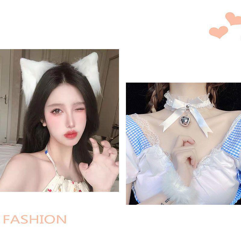 Niedliches japanisches Plüsch-Stirnband mit Katzen- und Fuchsohren für Rollenspiele