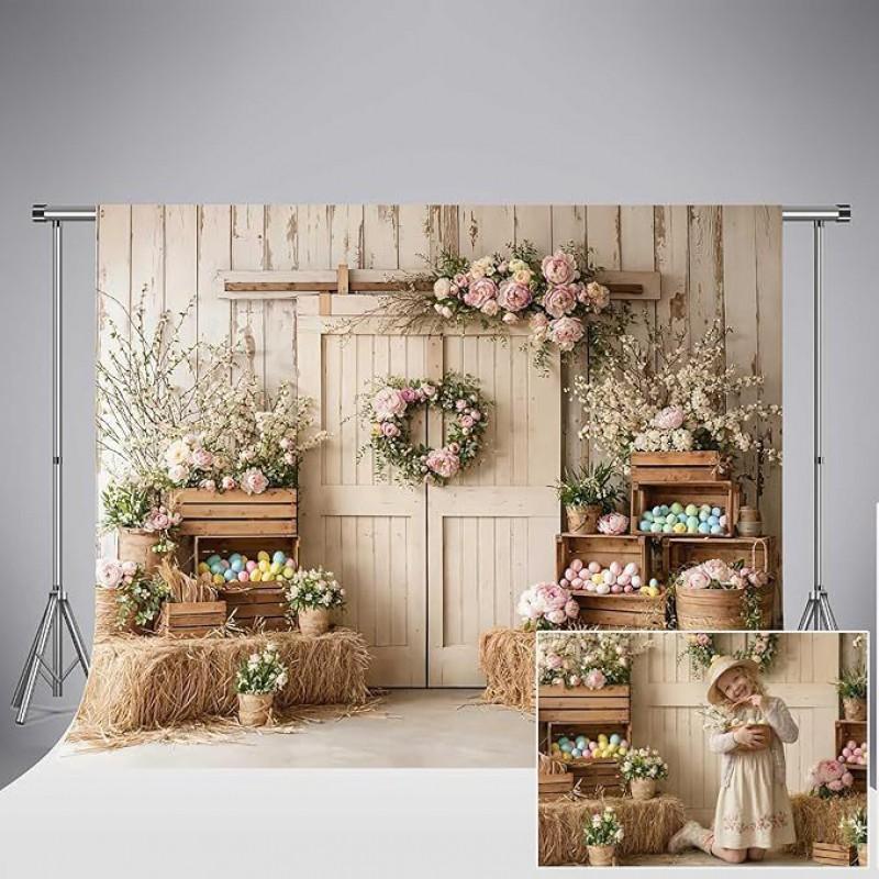 

Деревянный Дом Цветы Кролик Пасхальный Фон Фотостудия Реквизит День Рождения Детский Праздник Декорация BJ-003