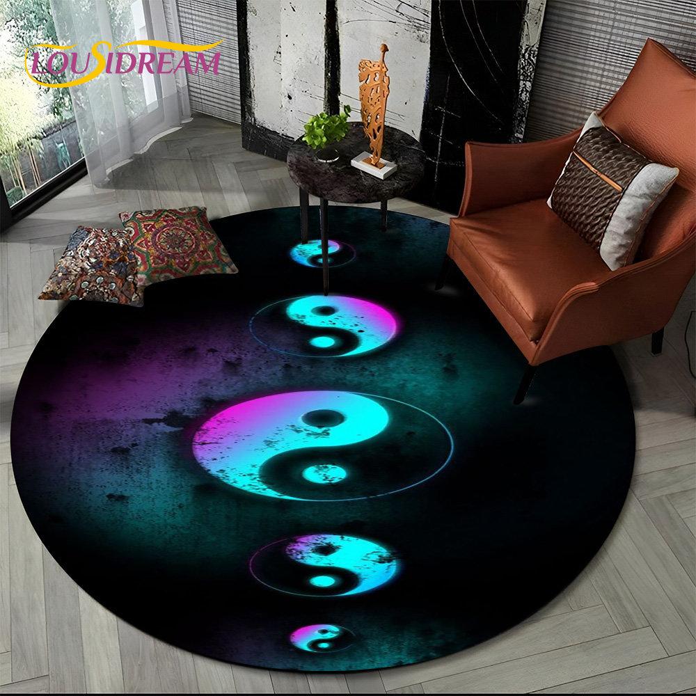 3D Chinese Tai Chi Bagua Yin Yang Round Area Rug,Carpet Rug for Living Room Bedroom Sofa Playroom Decor,kids Non-slip Floor Mat