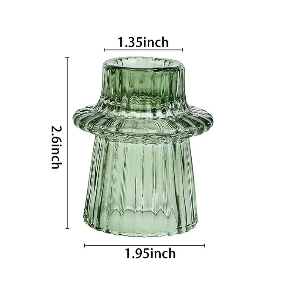 Clear Double Head Candle Holder Vertical Pattern Glass Candle Holder  Home Decoration