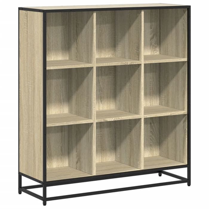 VidaXL Bookcase Sonoma Oak 97.5x33x107.5cm Engineered Wood Metal, Bookshelf, Book Holder, Book Support, 3300861