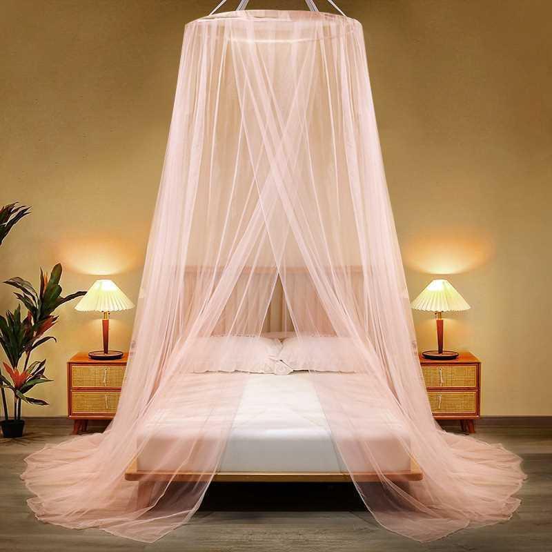 Round Canopy Mosquito Net Bed Single Door Hanging Ceiling Mount No Frame Needed Princess Style Bedroom Insect Protection 1.2m Bed Mosquito Net