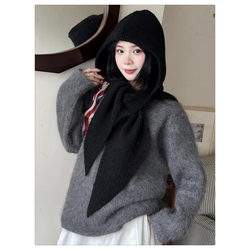 Strickmütze & Schal-Kombination im koreanischen Stil: Warme Winter-Sturmhaube mit Ohrenschutz