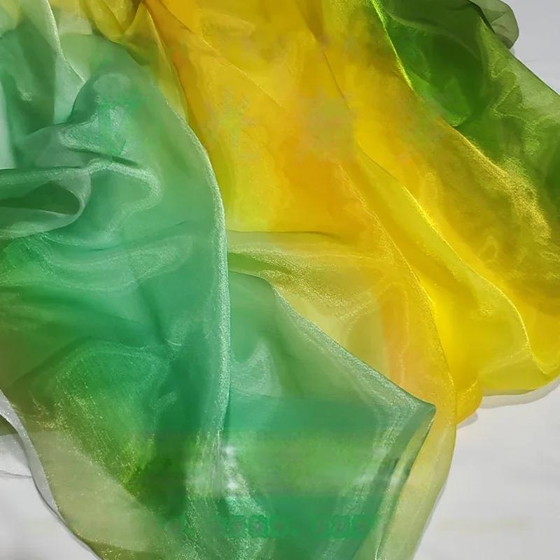 Wide 150cm Shiny Gradient Organza Fabric Glossy Thin Gauze Voile Fabric Diy Sewing Dress Hanfu Stage Costume Crafts Background