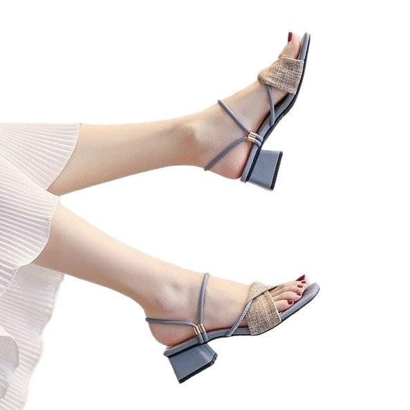 French-style Thick-heeled Sandals Fairy Style 2025 Summer New Mid-heel with High-end Fashion Shoes