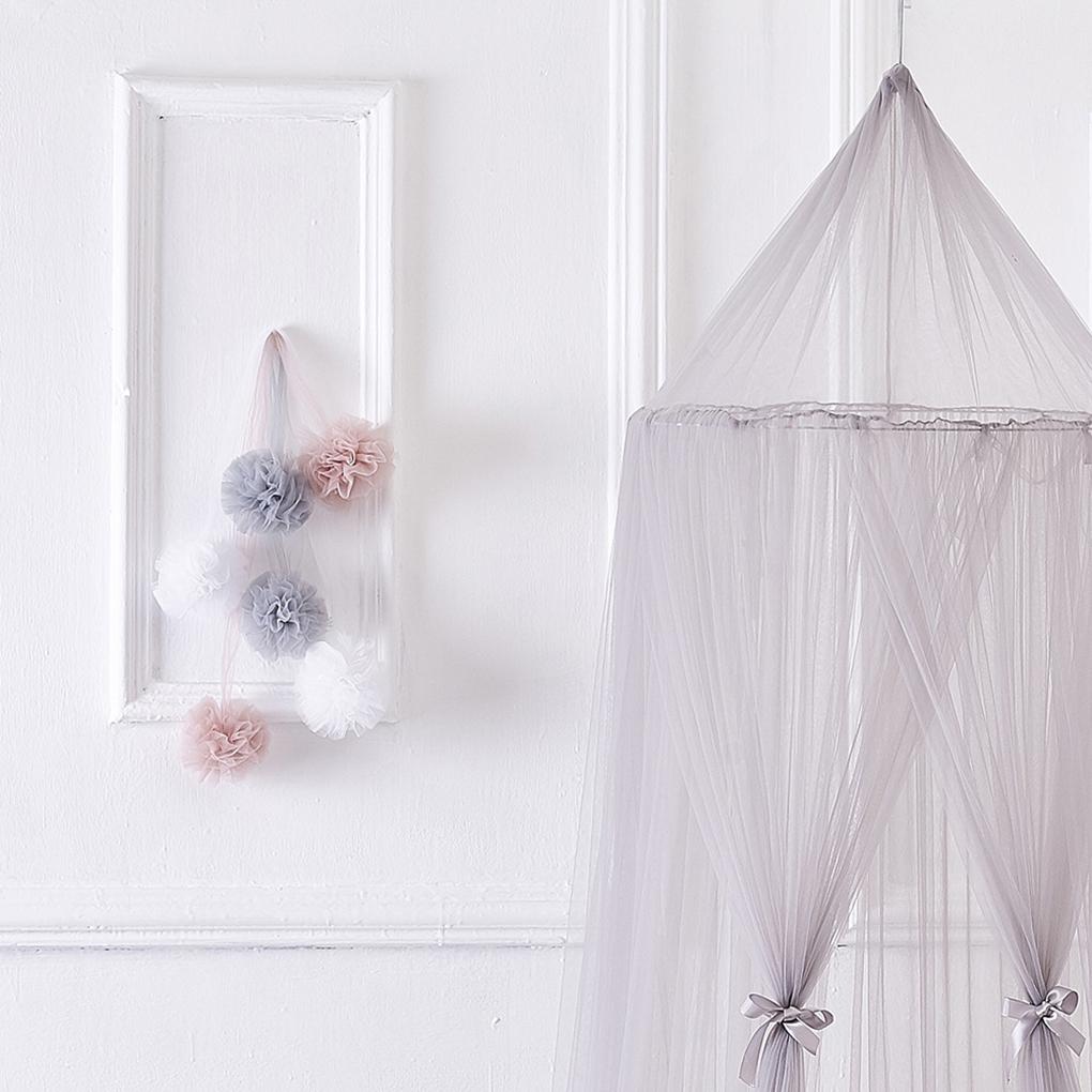 Tenda a Rete con Palline di Filo per Letto a Baldacchino Decorazione Stanza Ciondolo Ornamenti da Parete Accessori