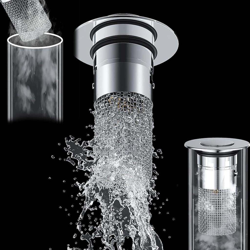 1pc Bathroom Sink Plug Stopper Stainless Steel Filter Basket Sink Drain Hair Catcher for Washroom Restroom Kitchen