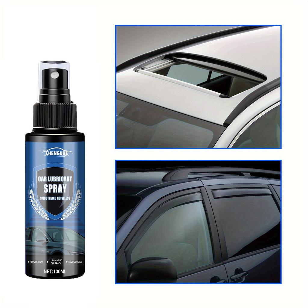 Car Lubricating Spray - Suitable for Car Windows and Sunroofs, Door Tracks, Mild Neutral Lubricating Care Agent, Noise-Free - 100ml, Compr