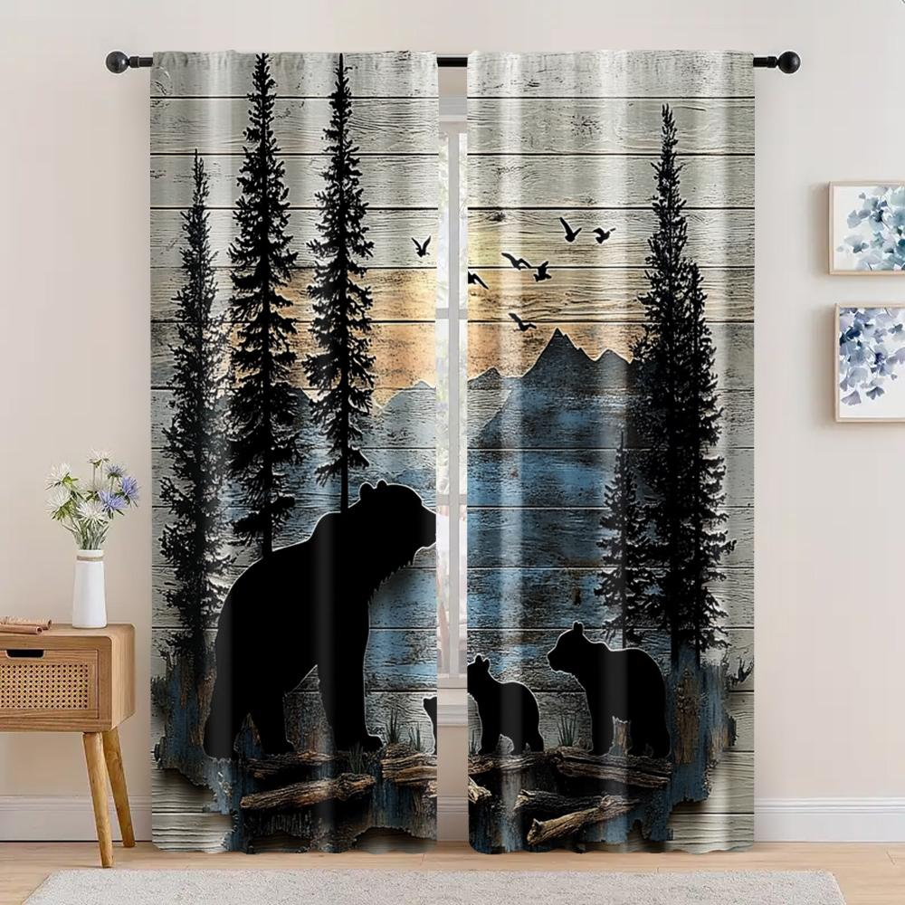 

2 шт., Драпировки Фермерский Дом Кантри Медведь Лес Универсальная Ткань, Без Электричества украшения для летней вечеринки Идеально для Праздника 29x65in(75x166cm)
