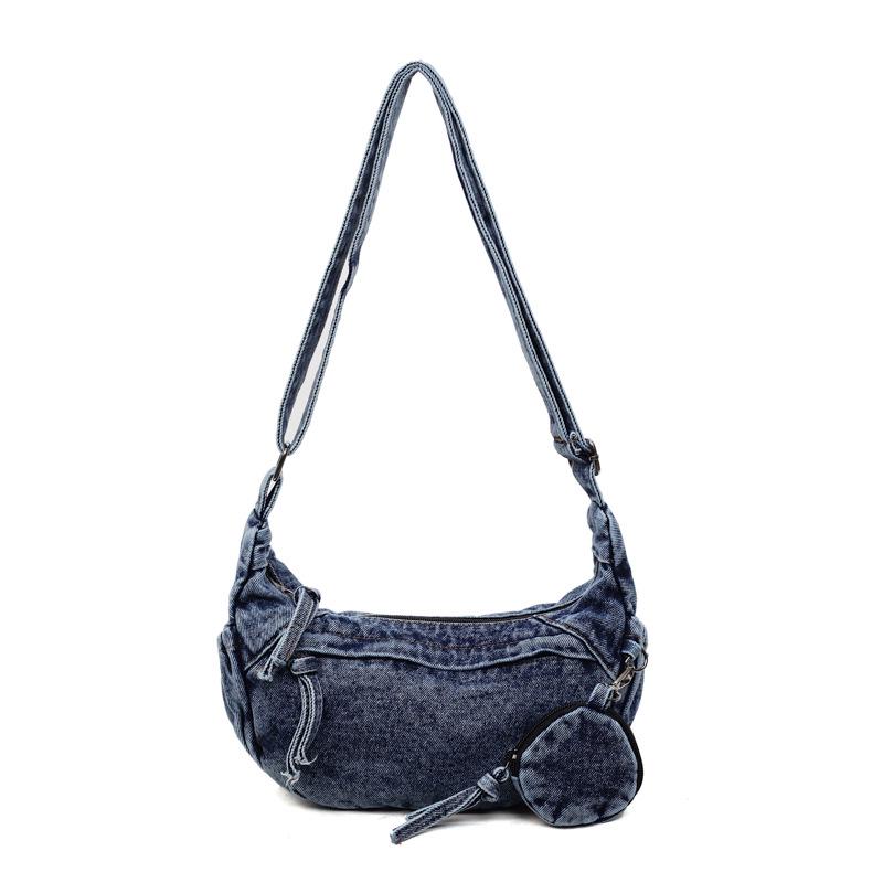 

2025 Trendy Women s Crescent Denim Shoulder & Crossbody Bag - Large Capacity, Lightweight & Casual