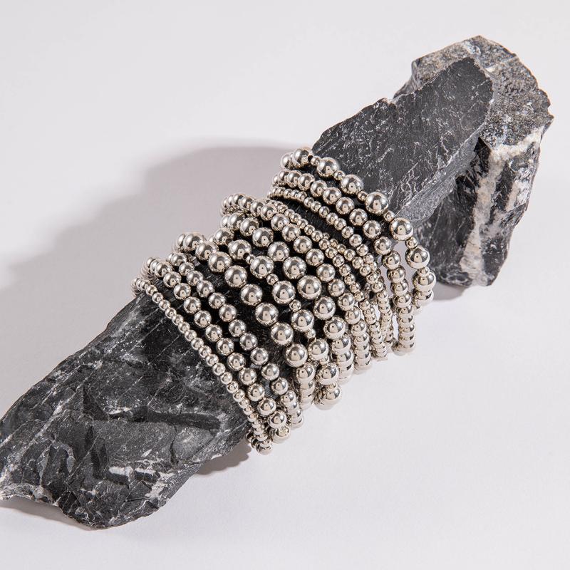 1Set European And American Exaggerated Round Bead Chain Bracelet Hip-Hop Trend Geometric Metal Bracelet