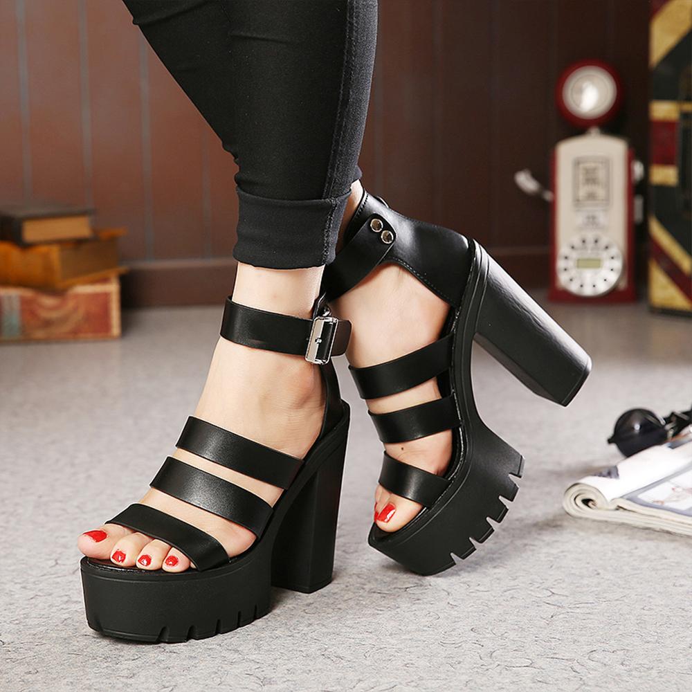 High Heel Sandals for Women Open Toe Thick Heel Wedges Platform Shoes Fashionable Heeled Sandals Ankle Buckle Strap Increased