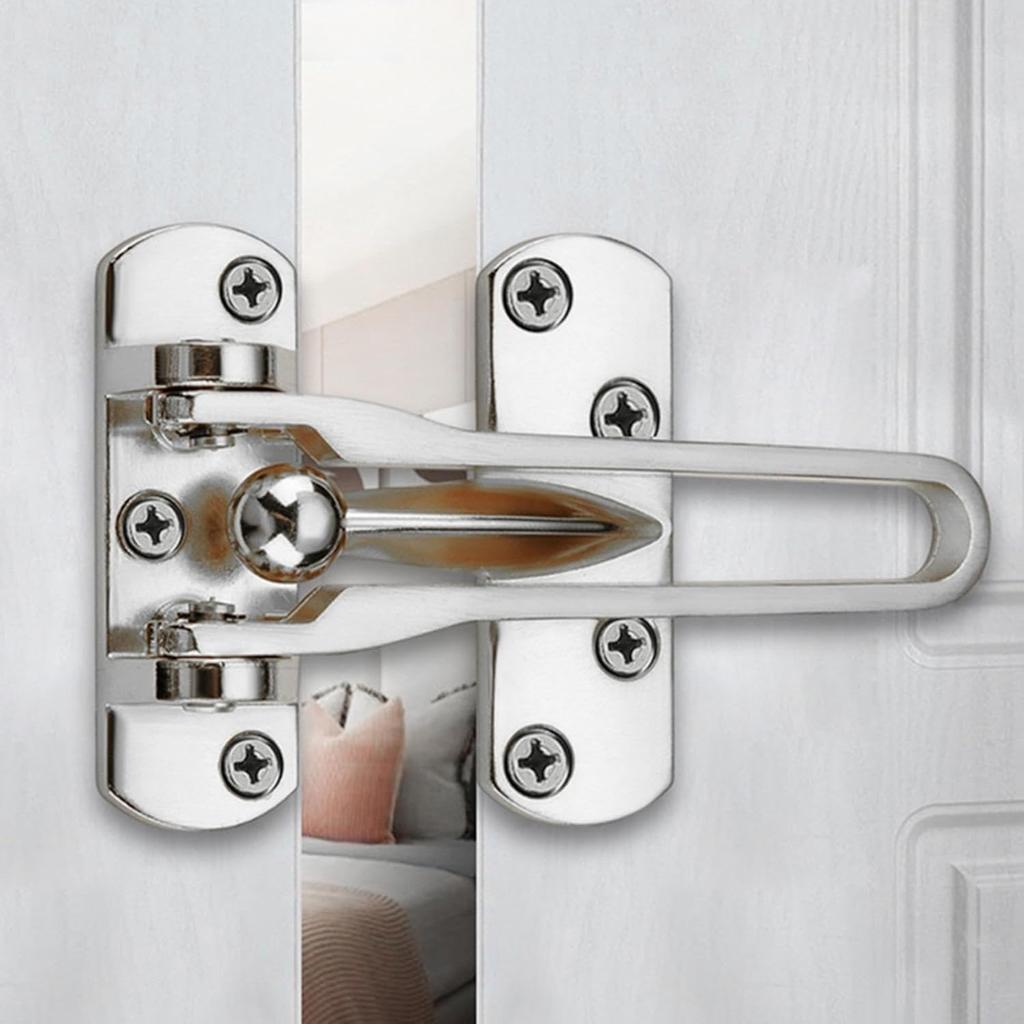 TopHomer Swing Bar Door Lock Inner Door Chain Lock Zinc Alloy Hotel Door Latch Lock for Home Security Easy to Install (Black)