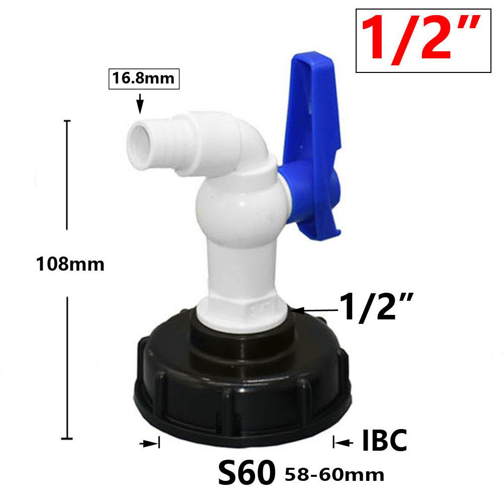 IBC Tank Tap Adapter Valve S60X6 Coarse Thread Garden Quick Connect Faucet 1/2 3/4" Male Tank Tap Accessory Fitting
