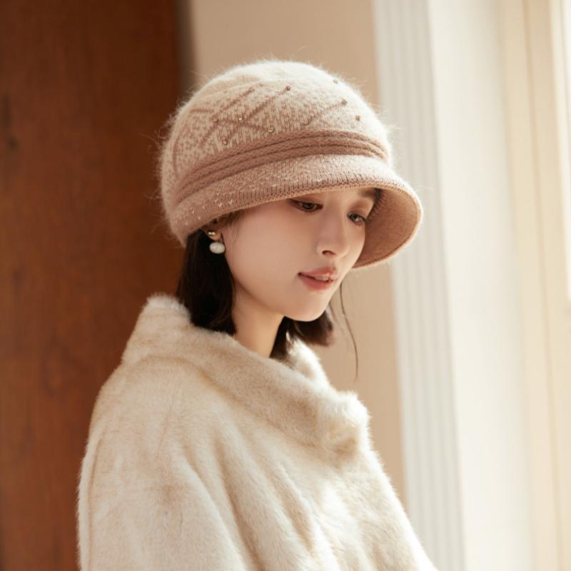Women's Winter Warm Stylish Versatile Fashionable Beret Hat Anti-cold Ear Protection Wool Cap Middle-aged And Elderly Mom Hat