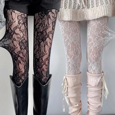 Damen Sexy Blumenstickerei Netz Durchbrochene Seidenstrümpfe Jk Fischernetz Strumpfhosen Coole Mädchen Farbige Hipster Harajuku Strumpfhosen