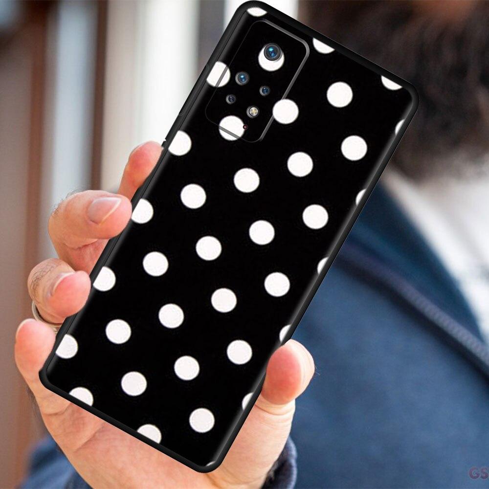 Funda celulară din silicon cu buline alb-negru pentru Redmi Note 9T 9A 9 10 9S 8 K40 9C 7 11 Pro 10C 8T K40S