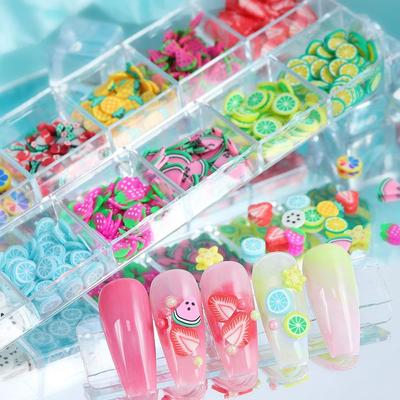 1 krabička 12 čtverečků mini Ovocné nehty Ovocné kousky Přívěsek Letní dekorace Polymerová hlína List doplňky DIY Gel Citron Jahoda potřeby pro design nehtů