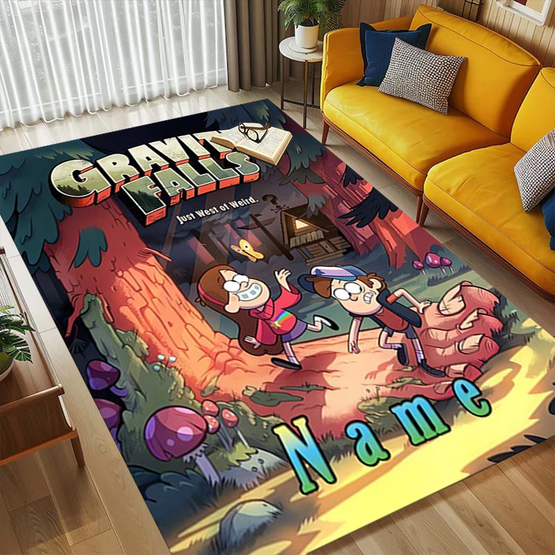Custom Name Forest Friends Living Room Non-Slip Area Rug Soft Carpet for Bedroom Kids Playroom Sofa Office Home Decor Doormat