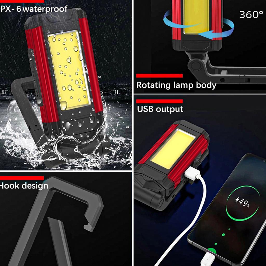 Folded Work Lights Aluminium Alloy USB Charging Magnetic COB Inspection Lamp Portable Fill Light