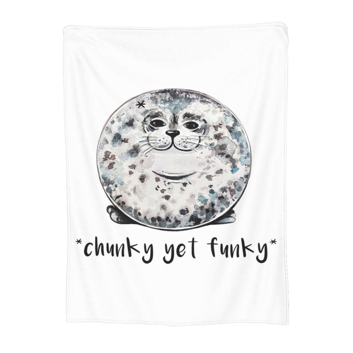 Cute Little Chonky Seal Blanket Soft Warm Flannel Throw Blanket Cover for Bed Living room Picnic Travel Home Couch 80x120cm