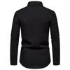 New Men's Trend Solid Colour Retro Style Casual Long-sleeved Shirt Men's Fashion Tops