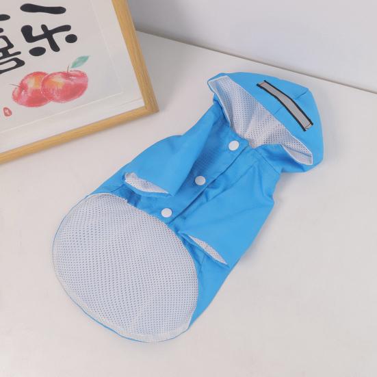 Yousheng Pet Raincoat Reflective Stripe Fastener Tape Traction Hole Full Body Coverage Brim Layered Hooded Cloak for Outdoor