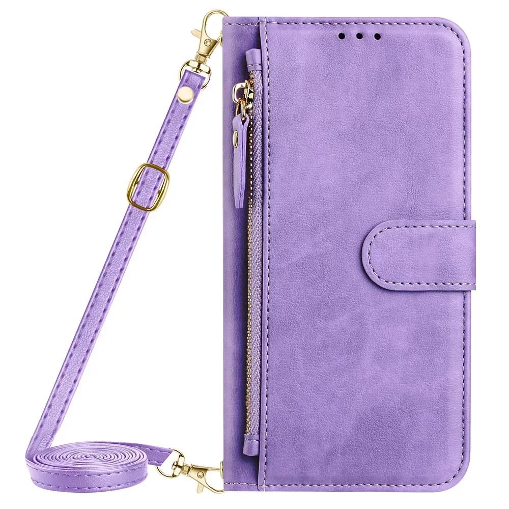 

Ultra Thin Zipper Cover For Xiaomi Poco F6 F5 M6 X6 X5 Pro Redmi 14C 13 13C 12 12C Note 13 Pro Plus 12S 12 Pro Case With Lanyard Mi Poco F6 5G