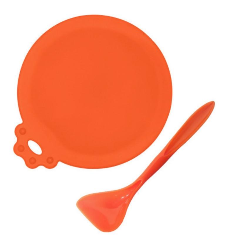 Nowe 2 szt. Wielorazowe Pokrywki na Puszki z Karmą dla Zwierząt Silikonowe dla Psów Kotów Pokrywka Uszczelniająca na Puszkę do Przechowywania z Łyżką