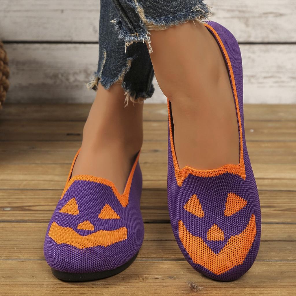 New women's Halloween pumpkin print breathable flight woven galoshes TEMU hair