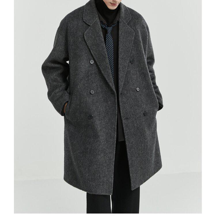 Men's Mid-Length Double-Sided Wool Coat: New Stylish Thickened Korean Winter Design