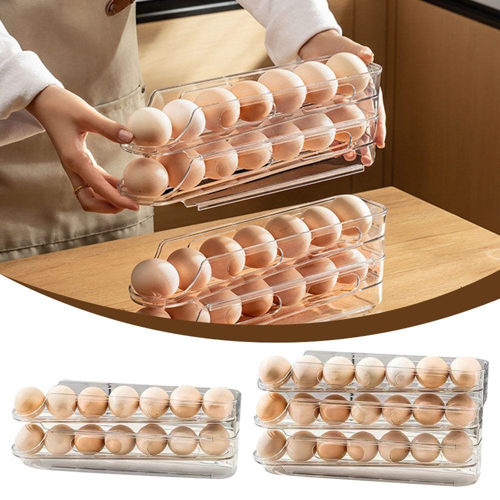 Stackable Scrolling Egg Holder 2/3 Layer Egg Organiser  for Kitchen Supplies