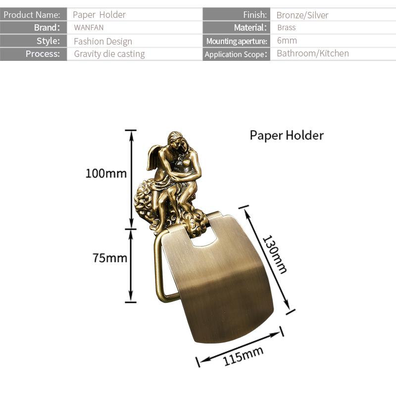 Toilettenpapierhalter zur Wandmontage für Badezimmer, romantisches Badezimmer, Antik-Bronze, Toilettenpapierhalter, klassisch, rostfrei, MB-0819B