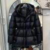 Black and gold goose down jacket women's medium and short thickened waist winter couple black diamond extreme cold jacket