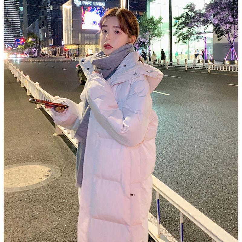 Zimní módní péřová vycpaná bunda pro ženy Dlouhý tlustý svrchní kabát s bundou s kapucí