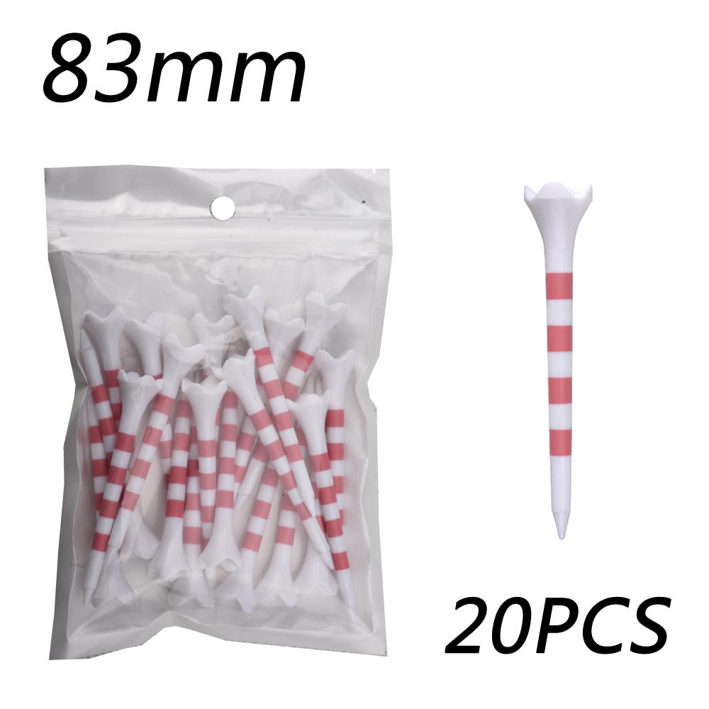 20pcs/Bag Plastic Golf Tee With Red/Black/Blue/Pink/Green Stripe Marking, Durable, Golf Supplies