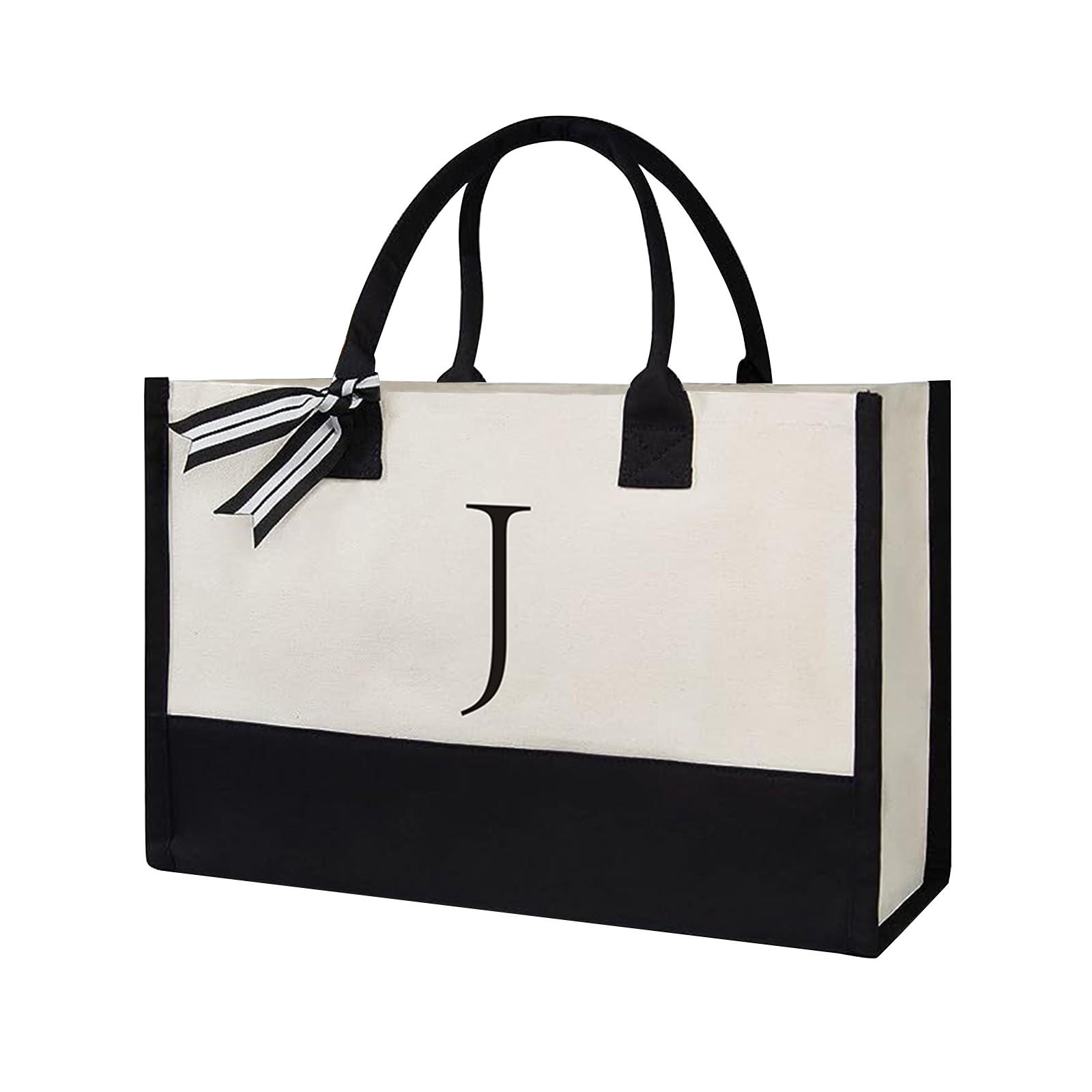 

Embroidered Letter Canvas Handbag, Personalized Gift Suitable For Weddings, Beaches, Festivals, It Is An Excellent Gift For Female Friends One Size