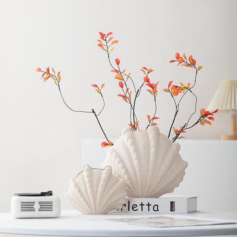 Cream Style Shell Simple Shell Vase Design Flower Pot Flower Arrangement Creative Desktop Decoration Home DecorationCeramic Vase