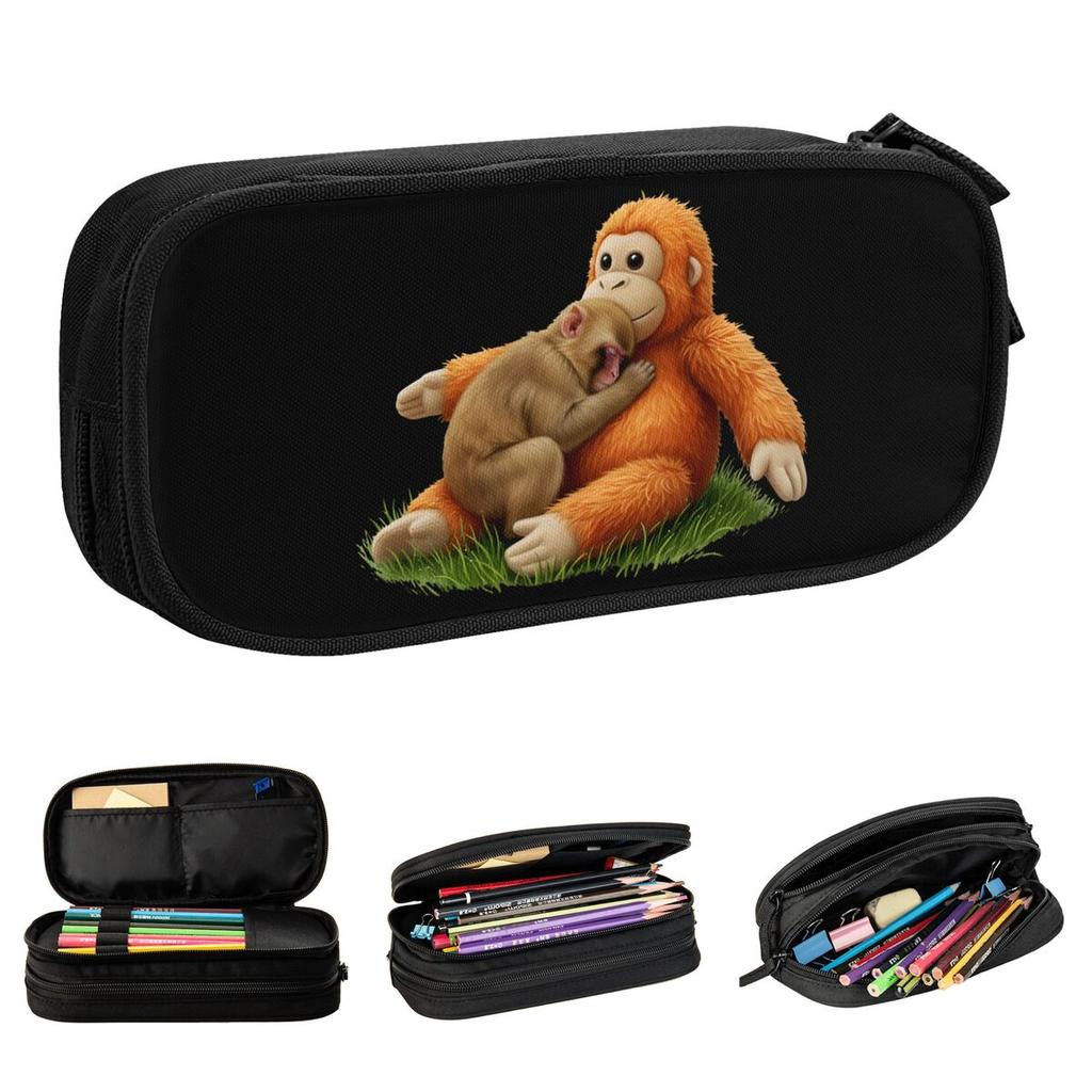 Punch Monkey Cute Pencil Cases Pen Holder Bags Student Large Storage School Supplies Cosmetic Pencilcases