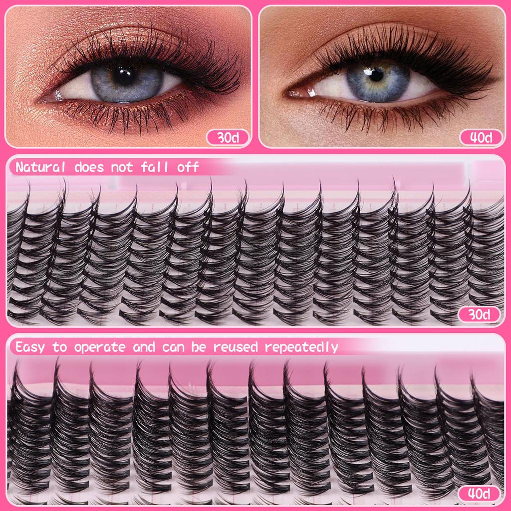 504 Clusters Of Single-Cluster False Eyelashes 8-16Mmdiy Segmented Natural Dense D-Curve Self-Grafting