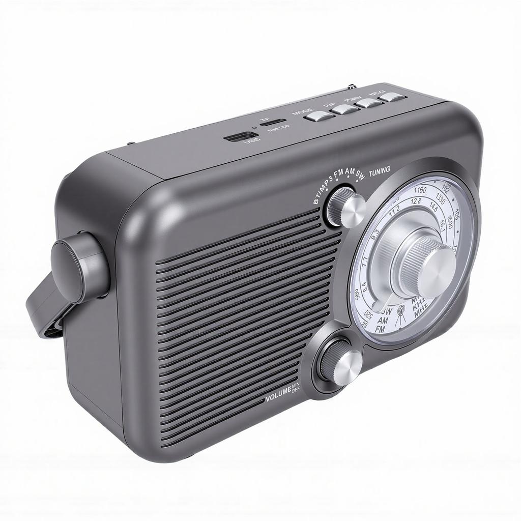 Portable AM FM SW Radio Transistor Radio 60W Retro Bluetooth Speaker with Headphone Jack USB Bluetooth MP3 Playback for