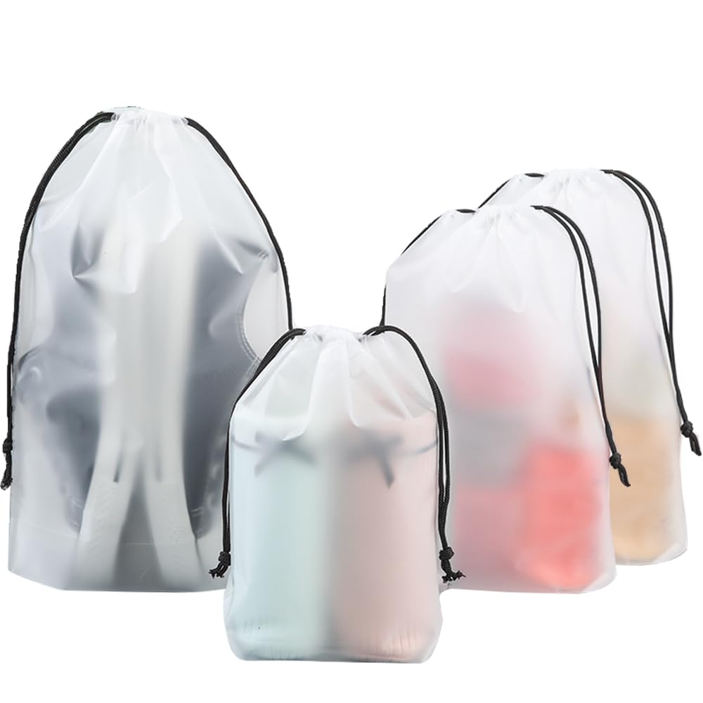 Set of 20 Vinyl Drawstring Bags in 4 Waterproof and Travel Storage Bags for Wet Small Wet and Drawstring Bags for Travel and Overseas Business Trips