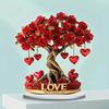 Valentine's Day Rose Tree With Heart Table Decoration,2D Flat Acrylic Ornament For Desktop Mantel Kitchen Decor Holiday Winter Party Gifts