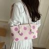 Large Capacity PU Leather Tote Bag Zipper Closure Shopping Handbag Polka Dot Shoulder Bag  Outing