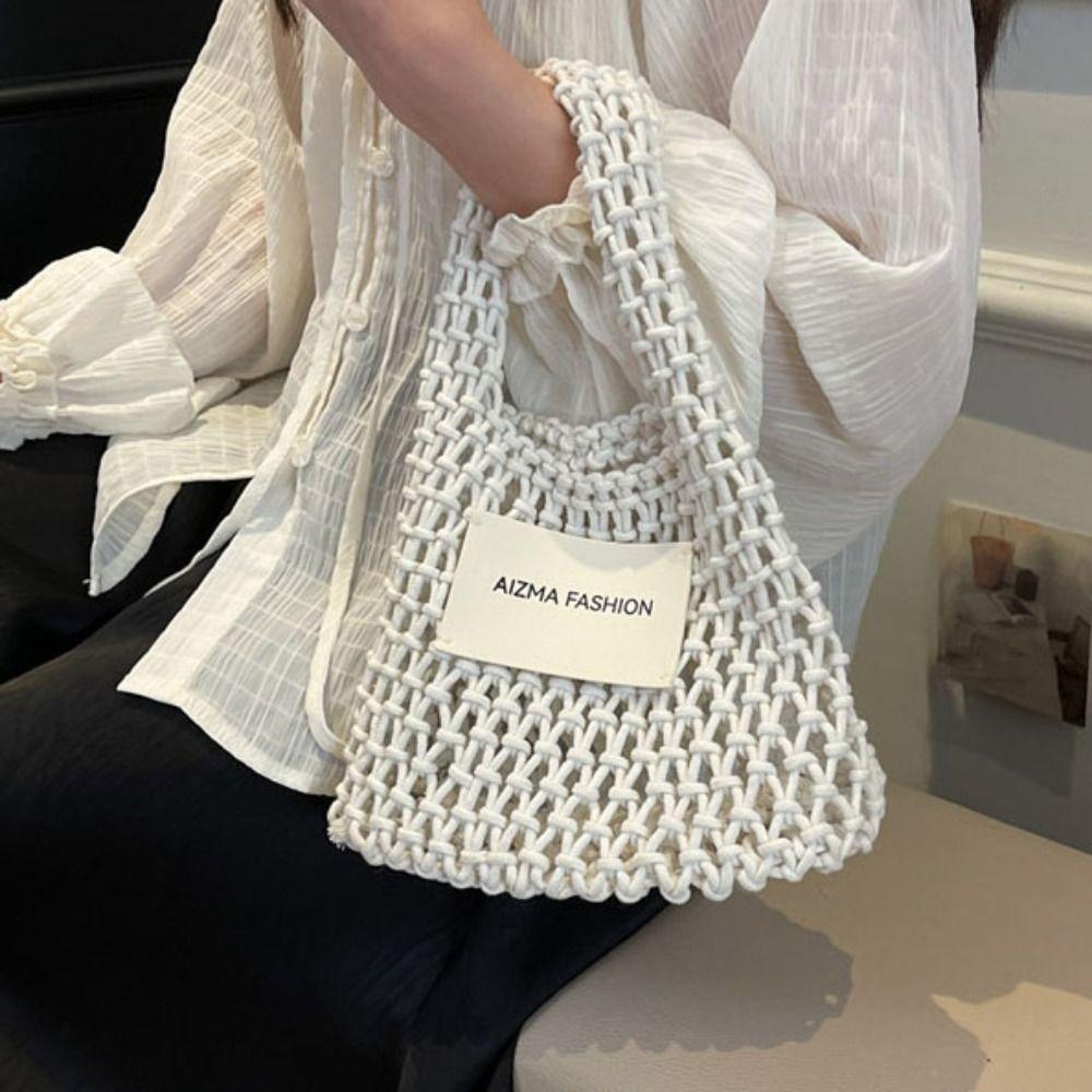 Leisure Beach Hollow Handbag Summer Woven Totes Bag Trendy Straw Crochet Bag Travel