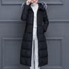 Dámsky zateplený dlhý kabát Bunda s kapucňou s umelým golierom Hot Slim Winter Outwear Coats