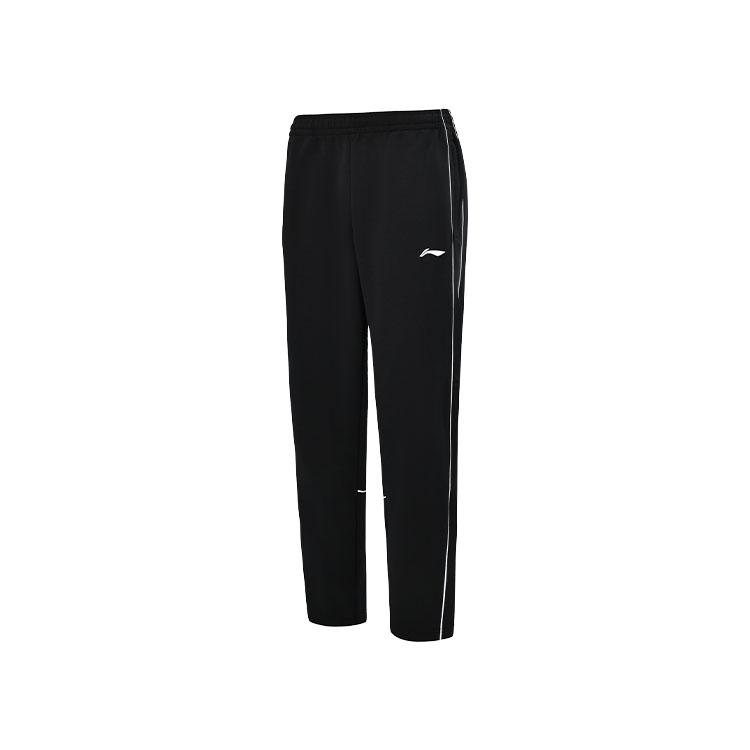 Li Ning Table Tennis Series Brand Logo Side Stripe Straight Leg Drawstring Comfortable Skin-Friendly Sweatpants Unisex pants Black AKLUD91-1