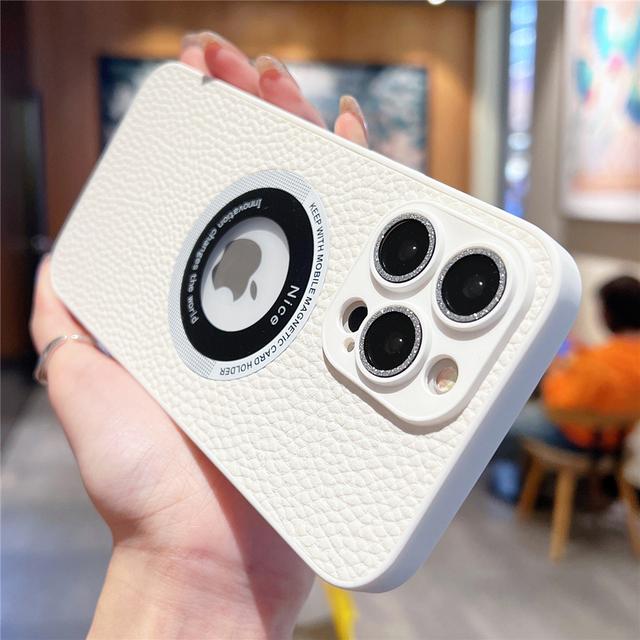 Luxury Sheepskin Leather For Magsafe Magnetic Case For Iphone 14 13 12 11 Pro Max Plus Wireless Charging Logo Hole Bumper Cover