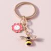 Cute Enamel Flower Bee Keychain Animal Key Rings Pendants for Women Girls Handbag Accessories DIY Jewelry Gifts